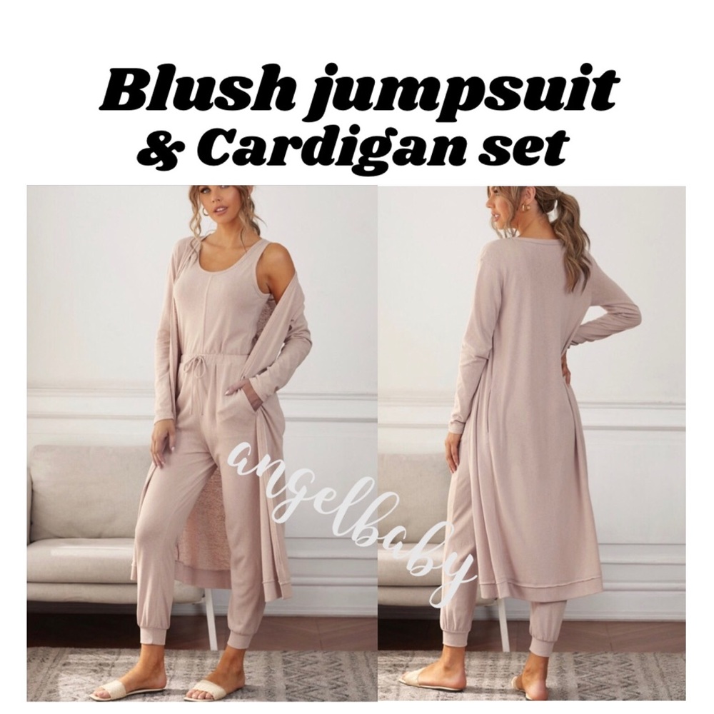 Blush Jumpsuit & Cardigan Lounge Set! - Picture 11 of 16